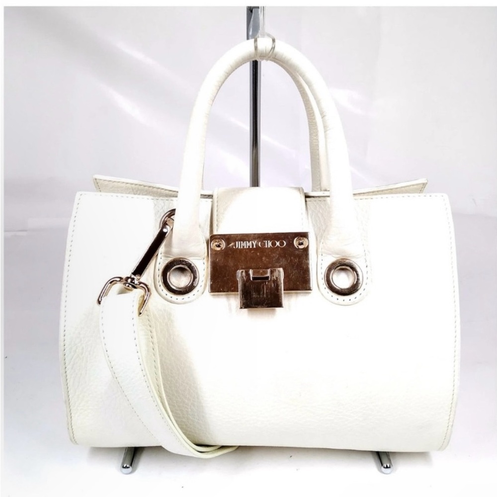 Jimmy Choo White Leather Handbag - EUC - Crossbody strap included 2025 Listing